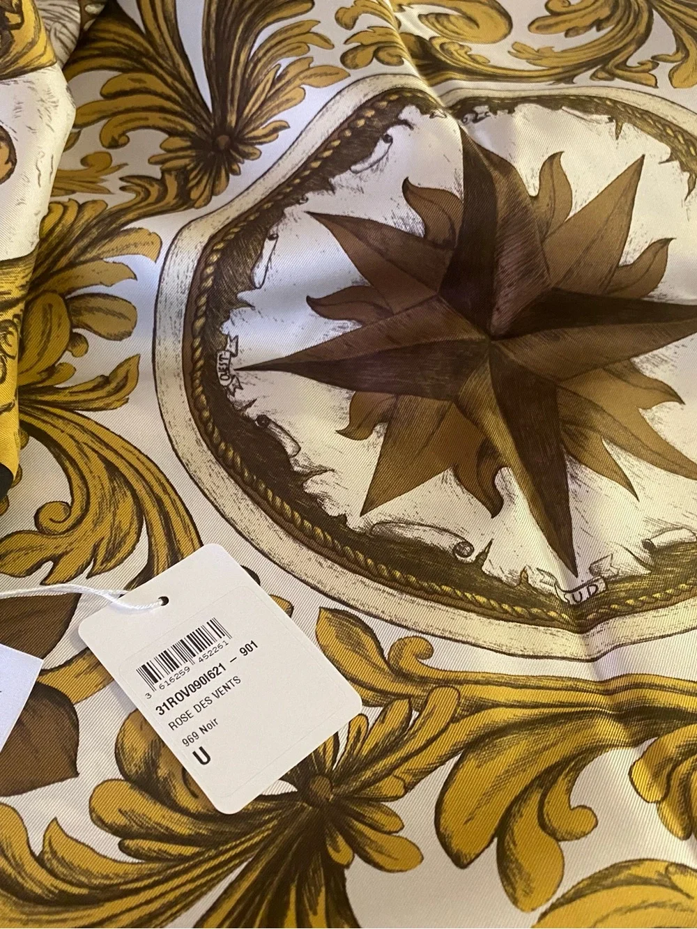 Dior Silk Scarf in Black and Gold Baroque Print